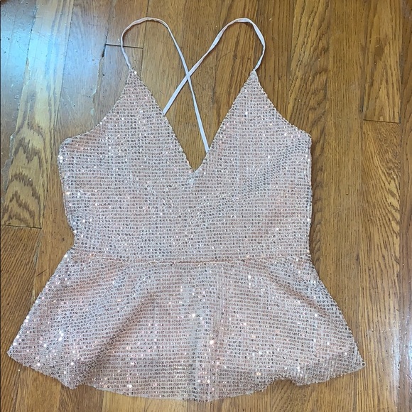 Express Tops - BOGO Express sequin peplum tank